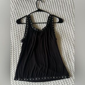 Studded Trim Black Tank Top